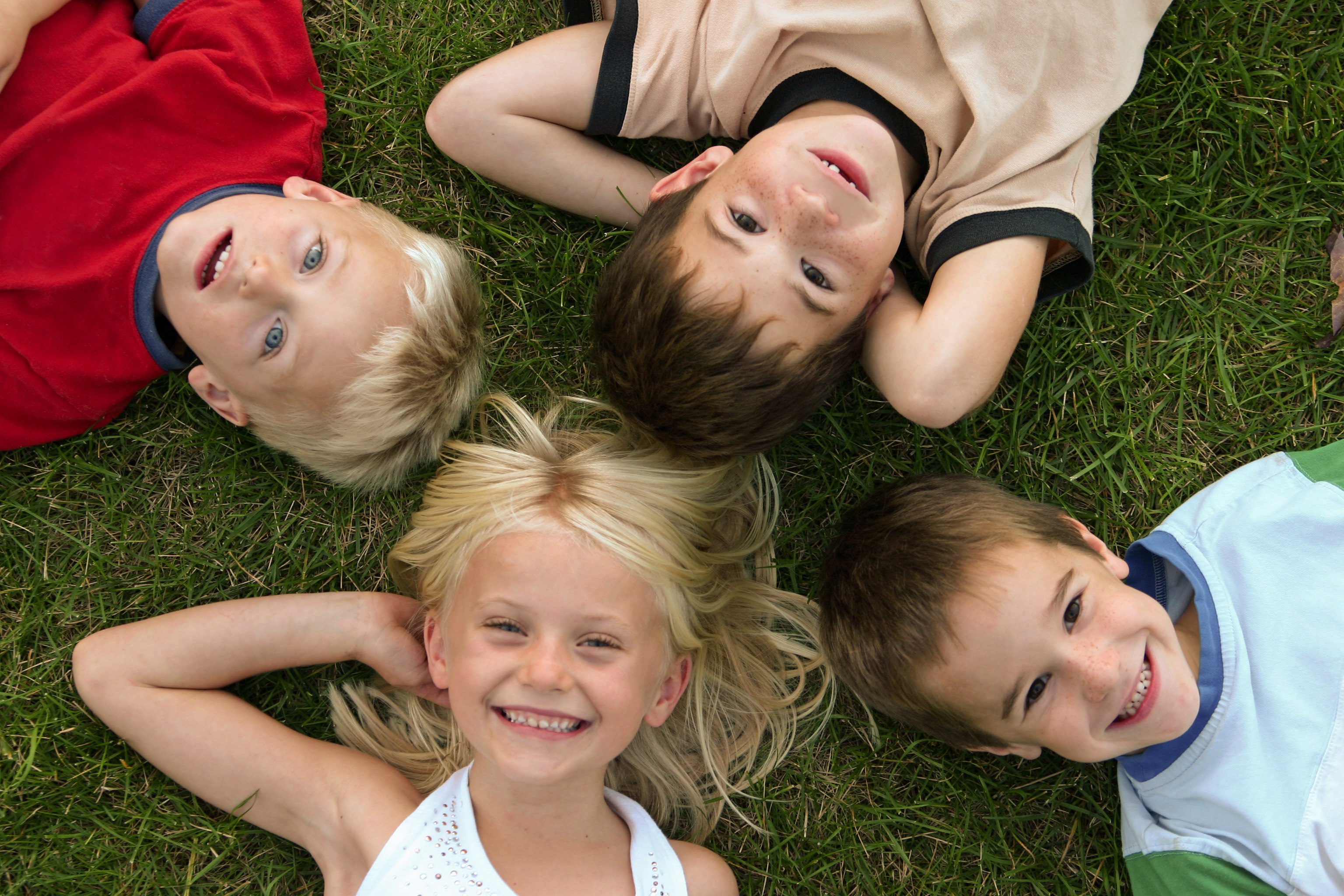 kids on grass